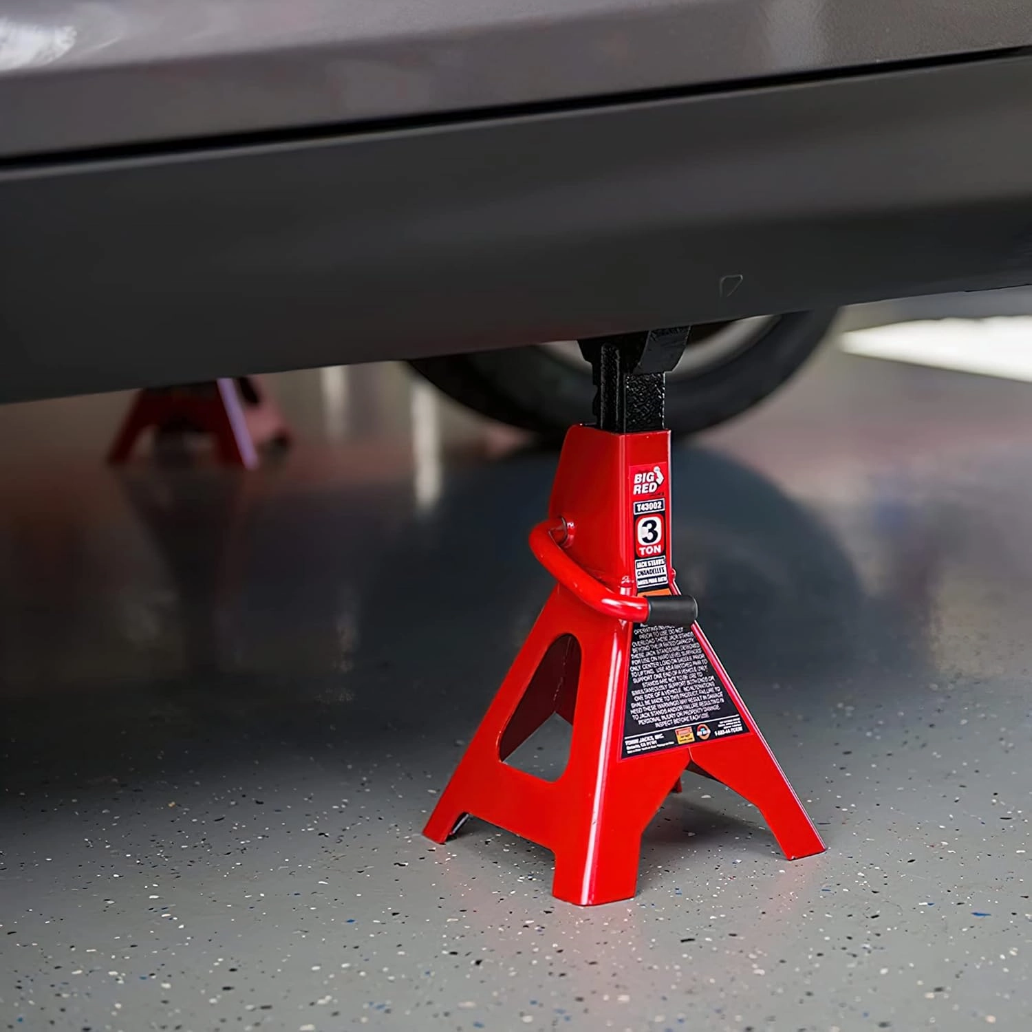 BIG RED T43202 Torin Heavy Duty Steel Jack Stands: 3 Ton (6,000 lb) Capacity Car Lifting Stand,1 Pair (Not Suitable for SUV,Truck)