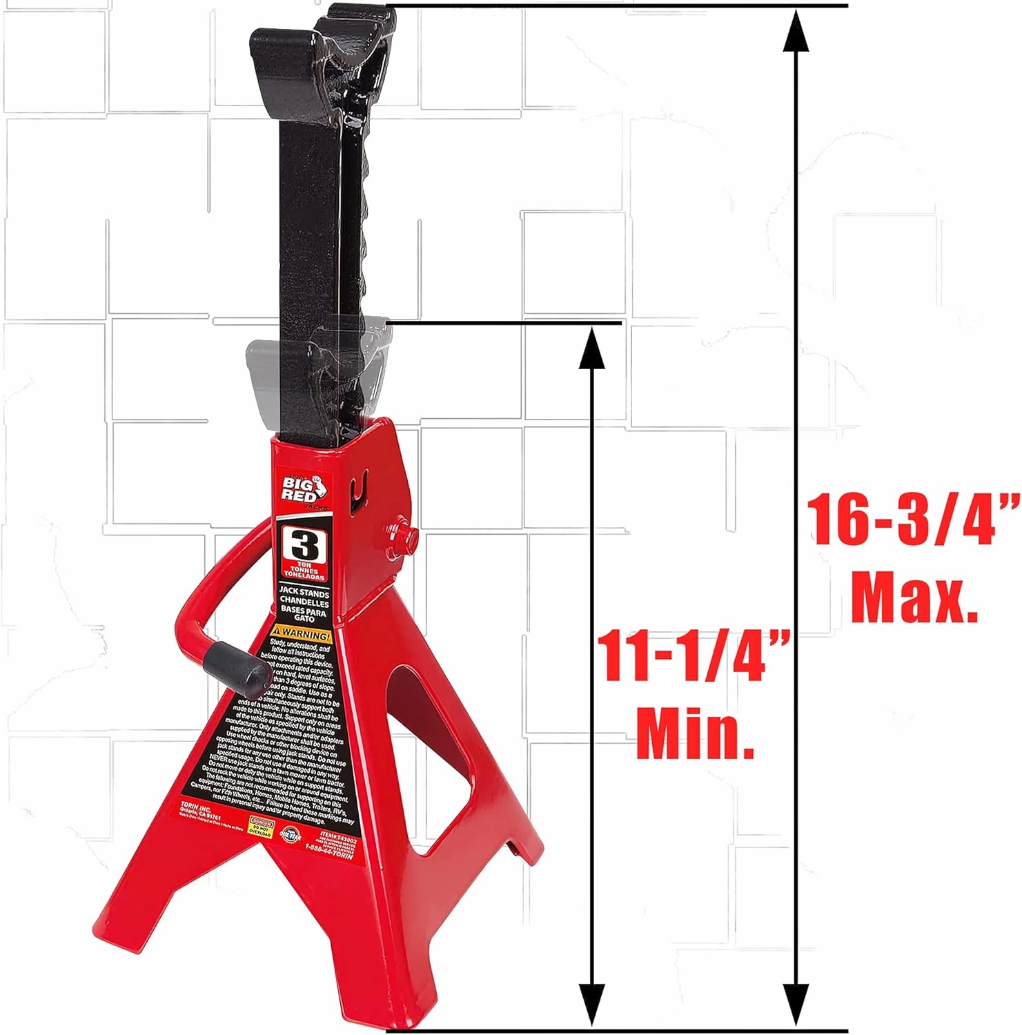 BIG RED T43202 Torin Heavy Duty Steel Jack Stands: 3 Ton (6,000 lb) Capacity Car Lifting Stand,1 Pair (Not Suitable for SUV,Truck)
