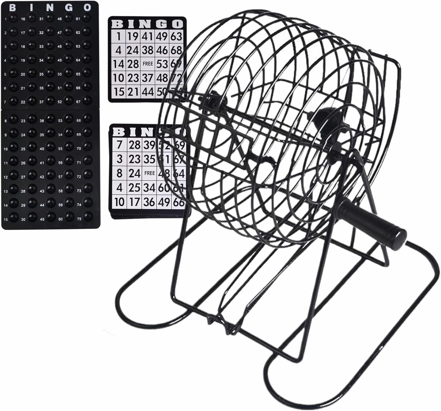 Bingo Set Deluxe Fun Bingo Game Set Includes 150 Colorful Chips, 18 Cards, 75 Balls, Hand-Cranked Cage & Board Sets for Adults Large Group Party Bar