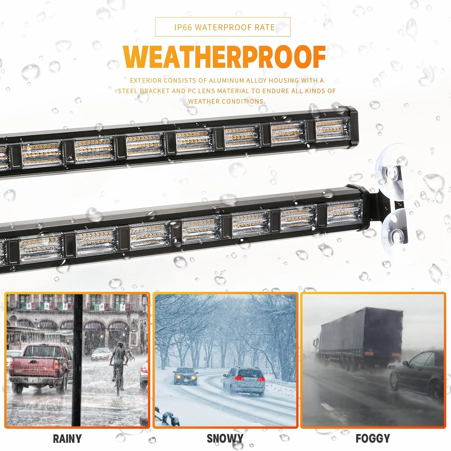 BooYu [Upgraded Switchable 4 Colors Emergency Strobe Traffic Advisor Light Bar 162 LED Windshield 2 in 1 Visor Safety Warning Hazard Flashing Lights for Firefighter Police Truck Vehicle (Amber/Blue)
