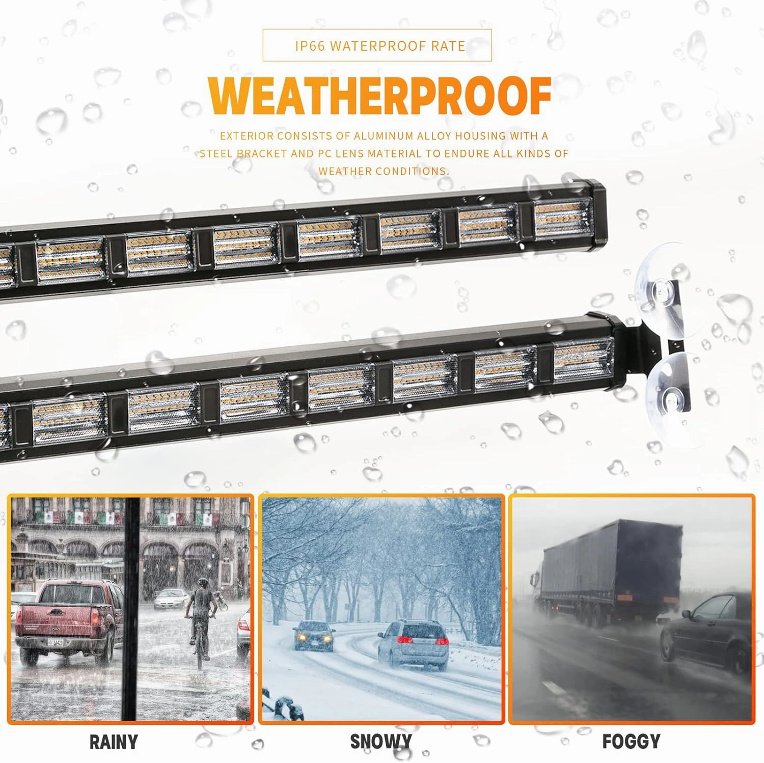 BooYu [Upgraded] Switchable 4 Colors Emergency Strobe Traffic Advisor Light Bar 162 LED Windshield 2 in 1 Visor Safety Warning Hazard Flashing Lights for Firefighter Police Truck Vehicle (Amber/White)