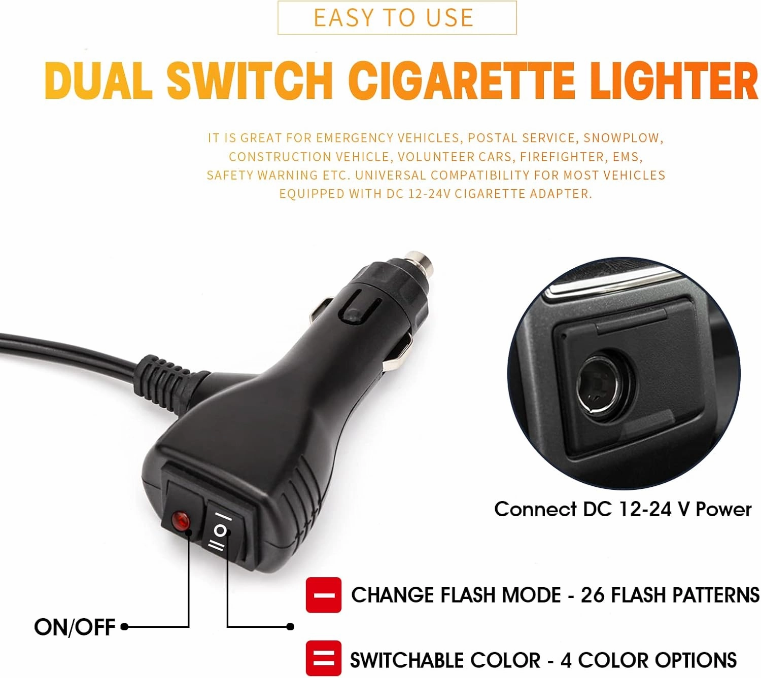 BooYu [Upgraded] Switchable 4 Colors Emergency Strobe Traffic Advisor Light Bar 162 LED Windshield 2 in 1 Visor Safety Warning Hazard Flashing Lights for Firefighter Police Truck Vehicle (Amber/White)