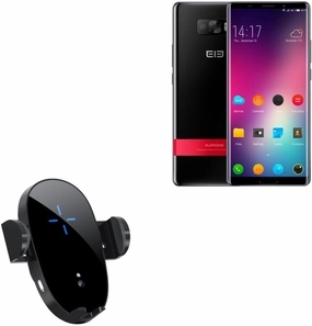 BoxWave Car Charger Compatible with Elephone P11 3D - Wireless Charging Auto Mount (15W), Qi Wireless Car Charger Stand Mount Air Vent - Black