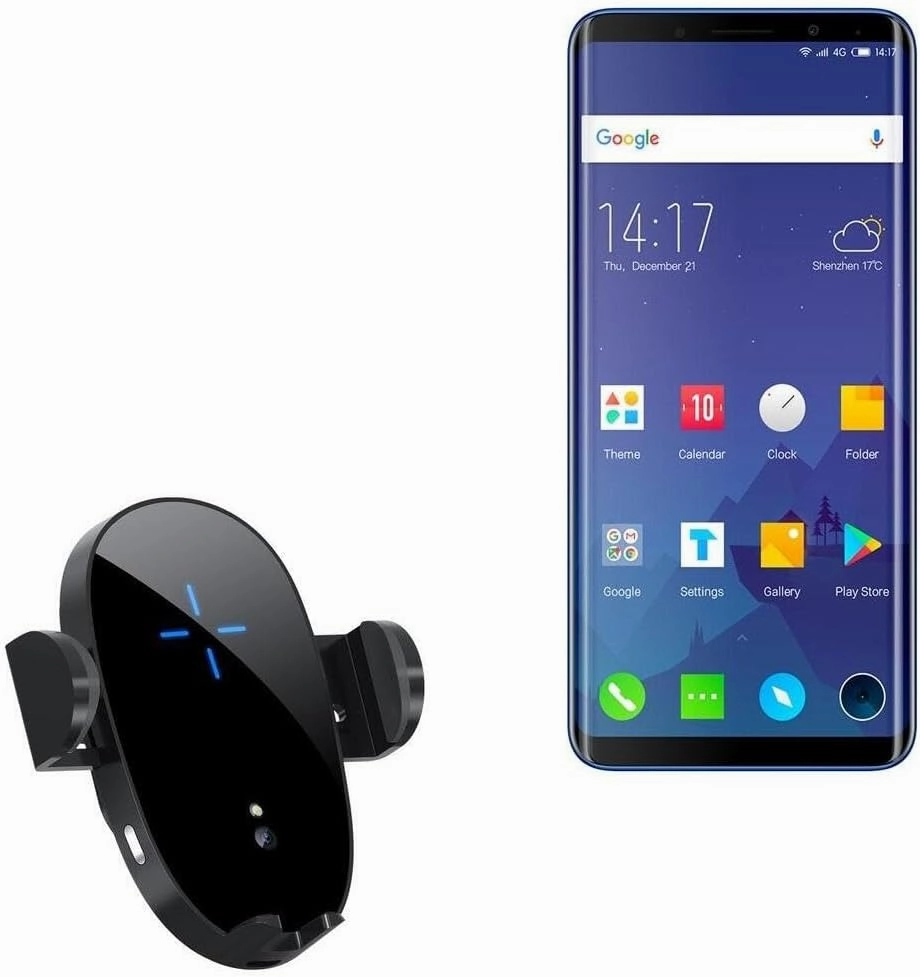 BoxWave Car Charger Compatible with Elephone U Pro - Wireless Charging Auto Mount (15W), Qi Wireless Car Charger Stand Mount Air Vent - Black