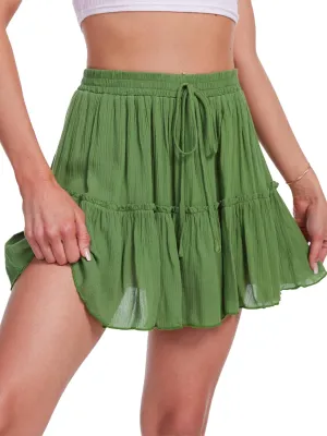 Breezy Lane Womens Flowy Skirts Casual Ruffle Mini Skirts Golf Running Tennis Skirts