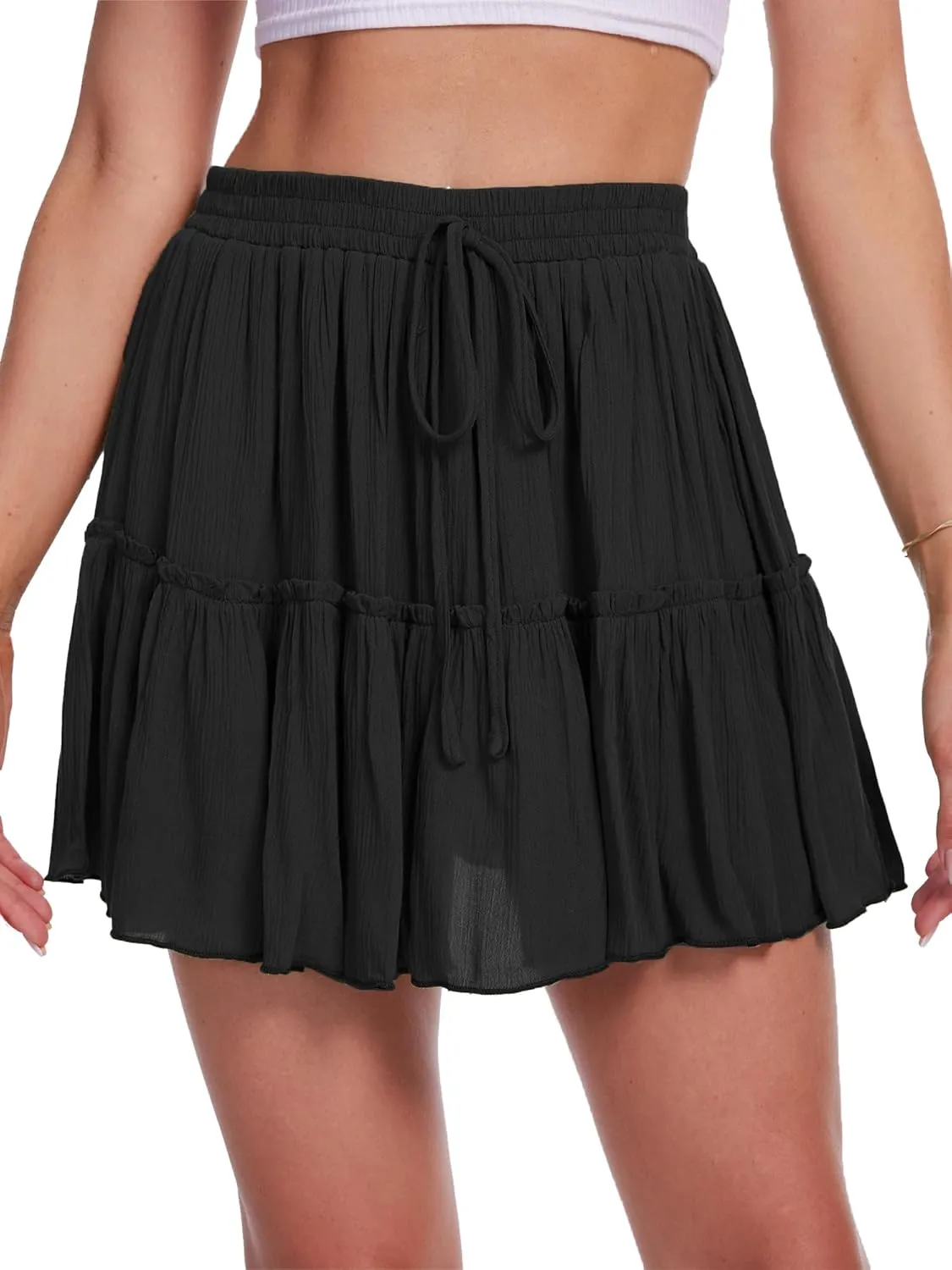 Breezy Lane Womens Flowy Skirts Casual Ruffle Mini Skirts Golf Running Tennis Skirts