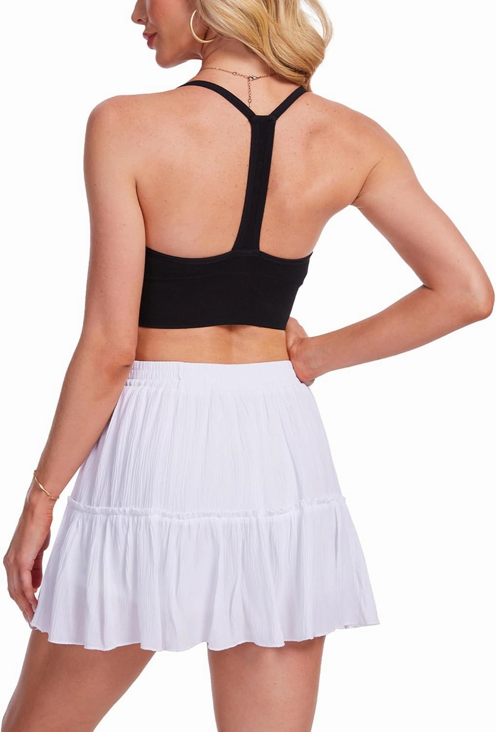 Breezy Lane Womens Flowy Skirts Casual Ruffle Mini Skirts Golf Running Tennis Skirts