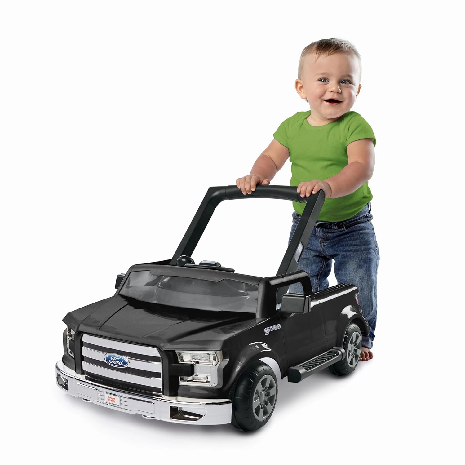 Bright Starts Ford F-150 4-in-1 Agate Black Baby Activity Center & Push Walker with Removable Interactive Steering Wheel-Toy, 6 Months and up
