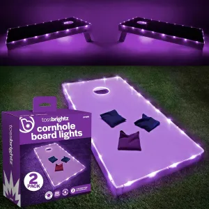Brightz TossBrightz LED Cornhole Lights for Board and Hole - Includes Lights for 2 Boards - Lights Up Cornhole Board Edge and Hole - Keep The Game Going After Dark