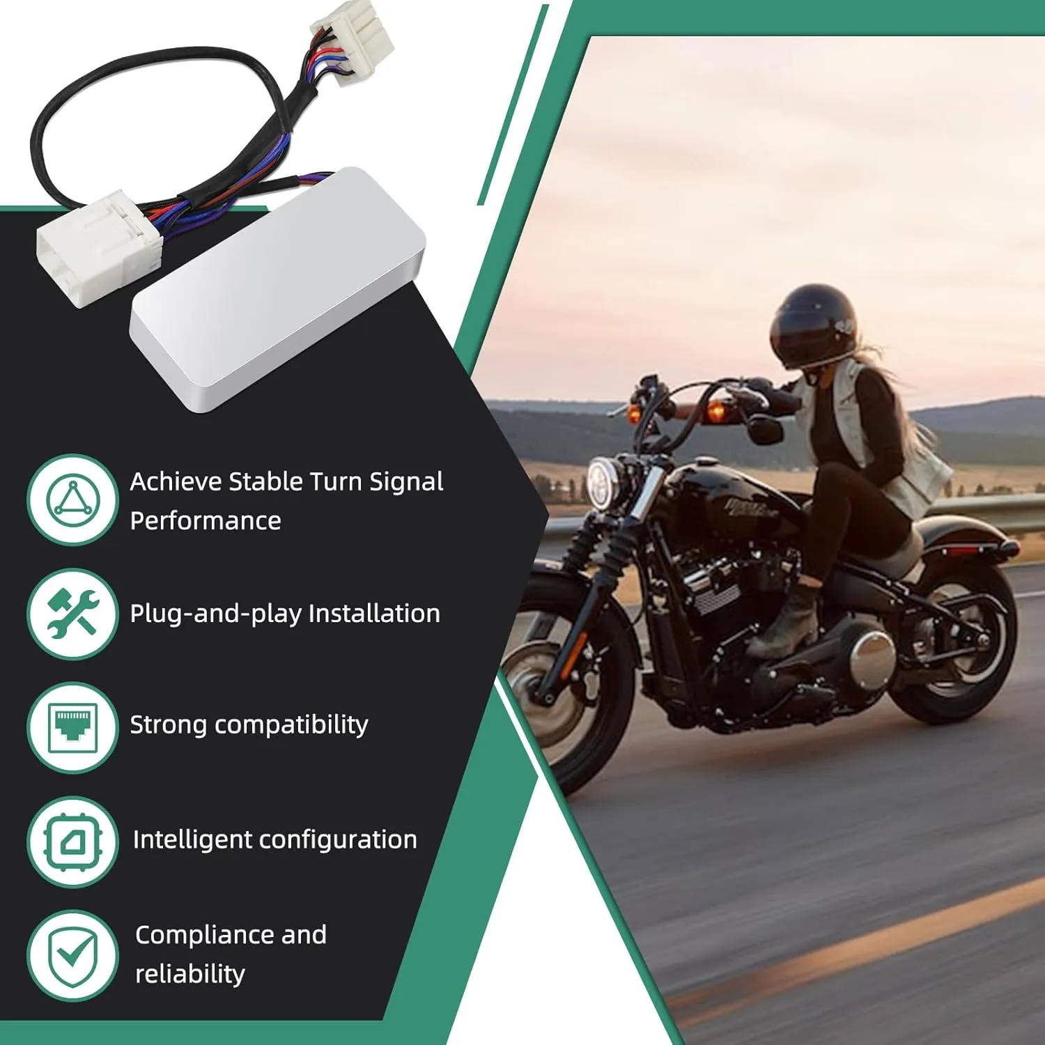 briidea Load Equalizer and Stabilizer Controller/Resistor Compatible with Harley Davidson Motorcycle, Led Turn Signals, Plug and Play, Solving Led Turn Signal No Flashing, Fast Flashing