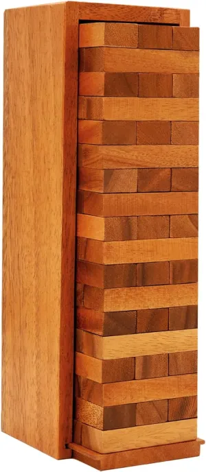 BSIRI Wood Tumbling Tower - Ideal for Party, Kids Games, Building, Camping, Outdoor Games for Adults and Family, Classic Stacking Block for Challenging Your Skills.