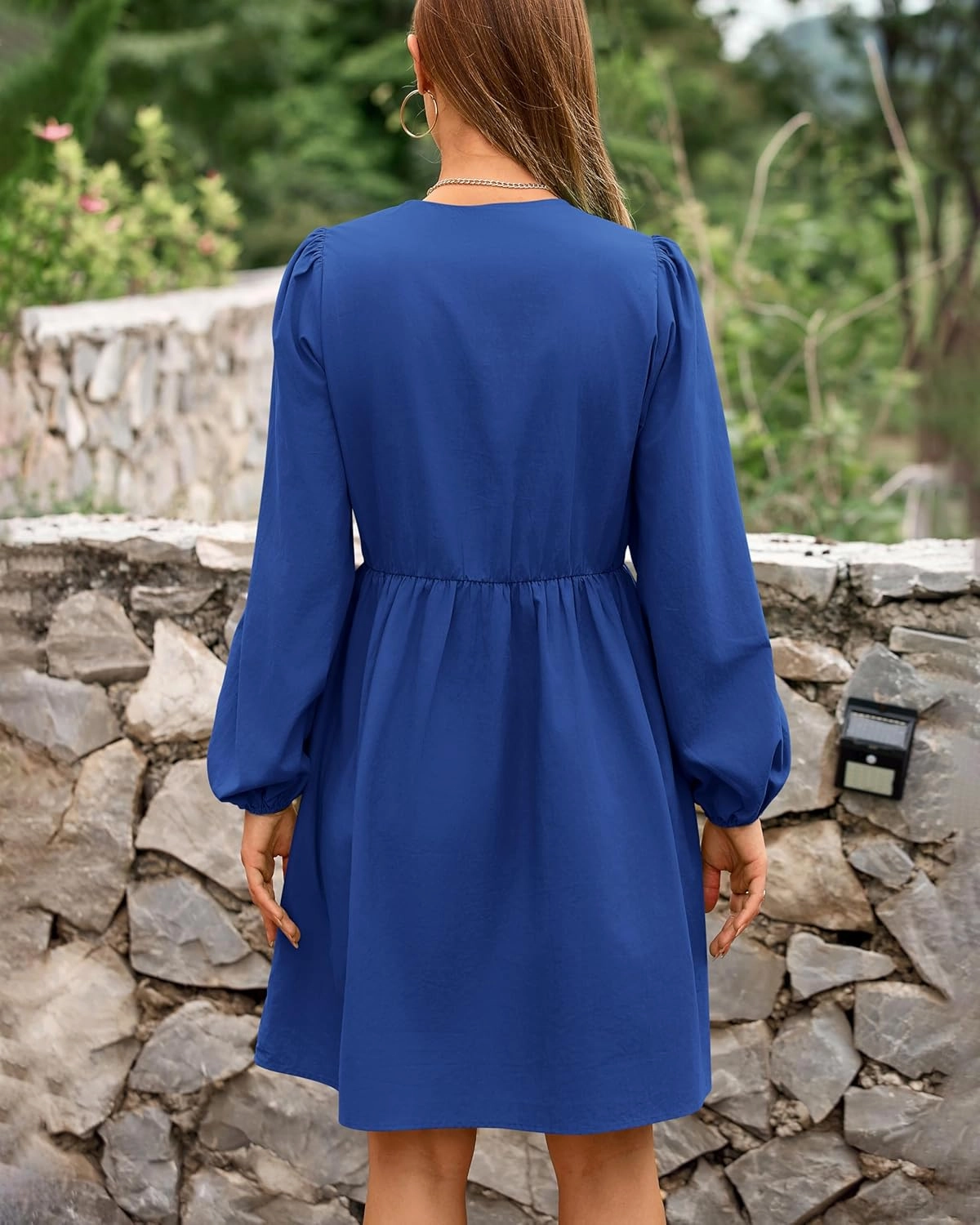 BTFBM Women's Casual Short Dress 2025 Bow Tie Front Puff Long Sleeve Button A Line Cute Y2K Going Out Dresses Pockets