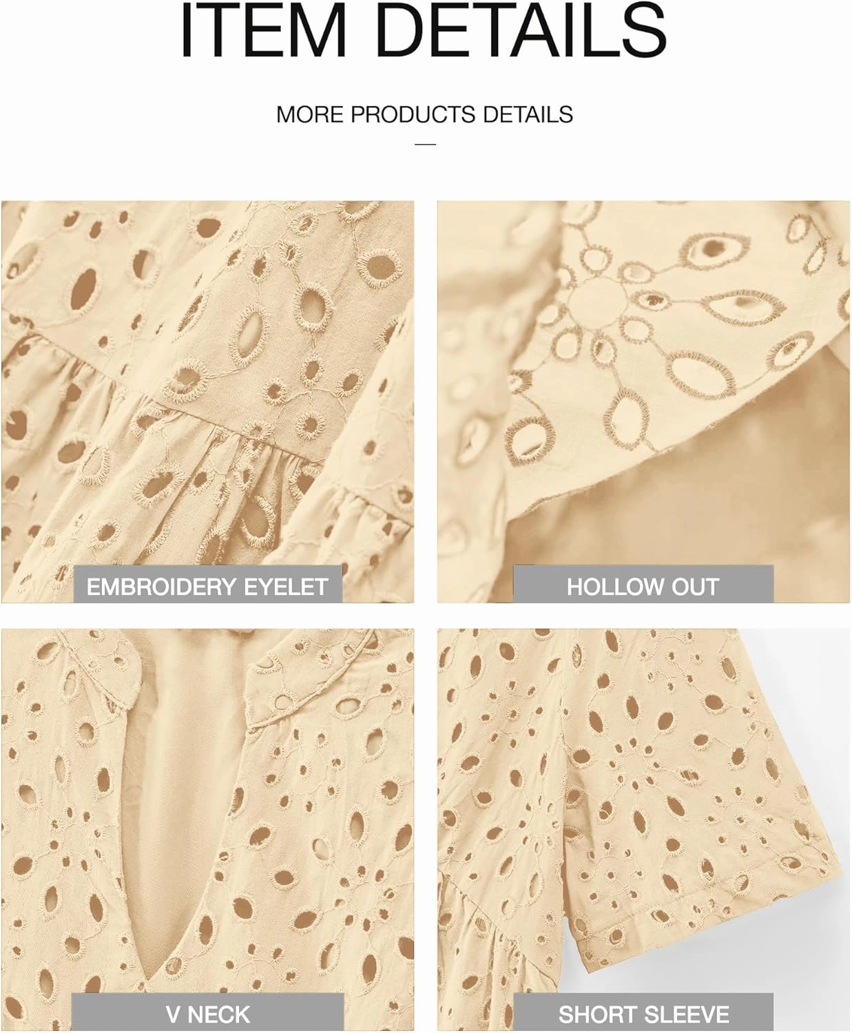 BTFBM Womens Boho Summer Dresses 2025 Resort V Neck Short Sleeve Hollow Out Lace Ruffle Casual Beach Mini Vacation Dress
