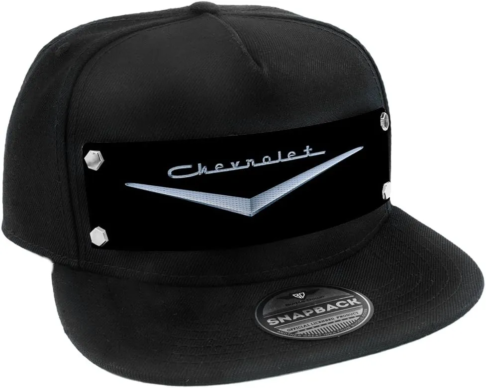 Buckle-Down Snapback Hat-1955-57 Chevrolet V Emblem Black/Silver