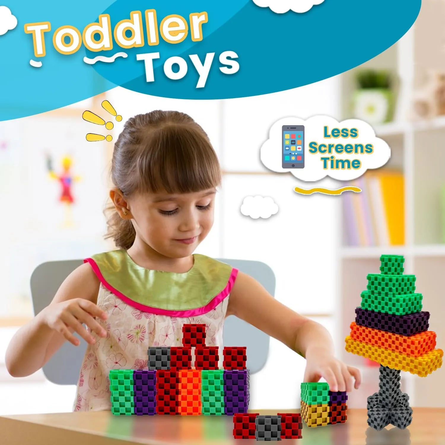 Building Blocks - 48 PCS STEM Educational Building Blocks for Toddlers and Kids Ages 3 to 9  | Creative & Fun Building Toys for Boys and Girls - Ideal Christmas or Birthday Gift