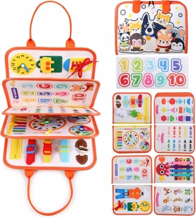 Busy Board Montessori Toy for Toddlers 1 2 3 4 Year Old - Sensory Travel Toy with Fine Motor Activities, Preschool Learning Activities Birthday Gift Busy Book for Boys/Girls