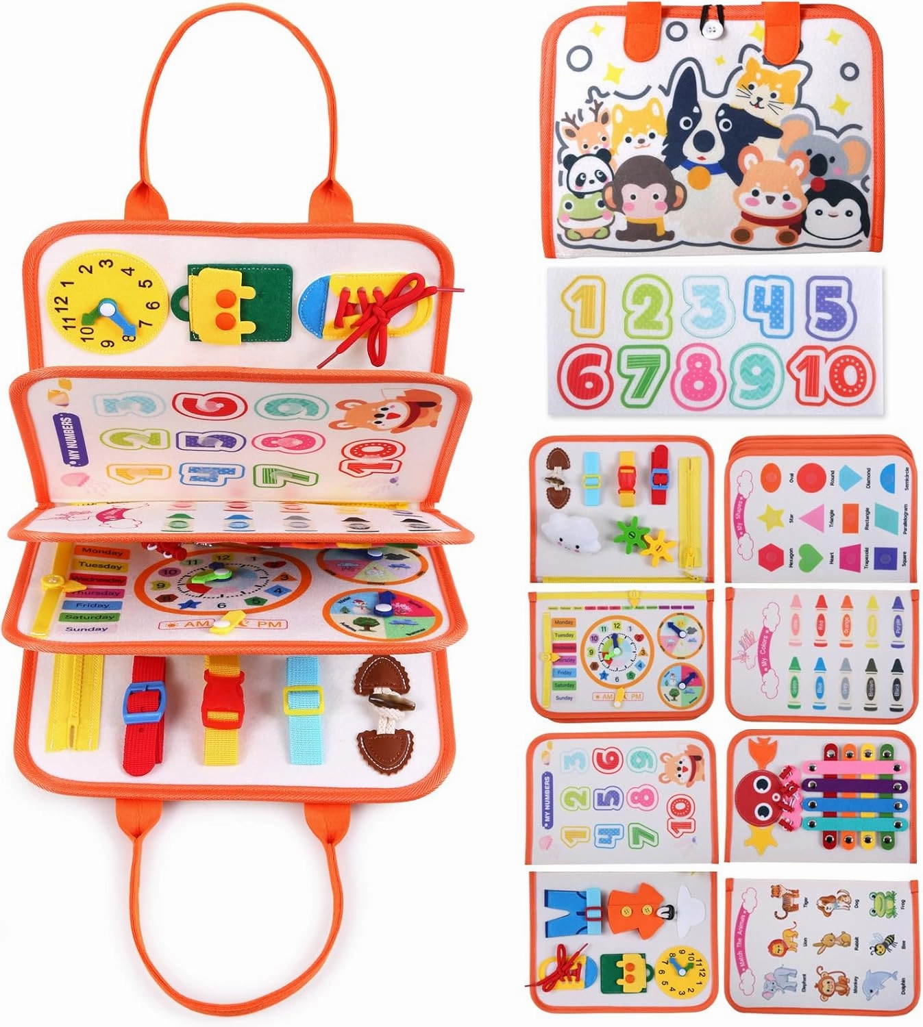 Busy Board Montessori Toy for Toddlers 1 2 3 4 Year Old - Sensory Travel Toy with Fine Motor Activities, Preschool Learning Activities Birthday Gift Busy Book for Boys/Girls