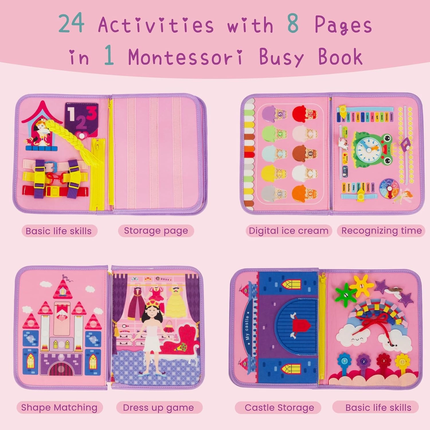 Busy Board Montessori Toys for Boy Girl Birthday Gifts, Busy Book Learning Sensory Easter Toys for Toddlers, Toddler Travel Autism Educational Activities Fine Motor Skills