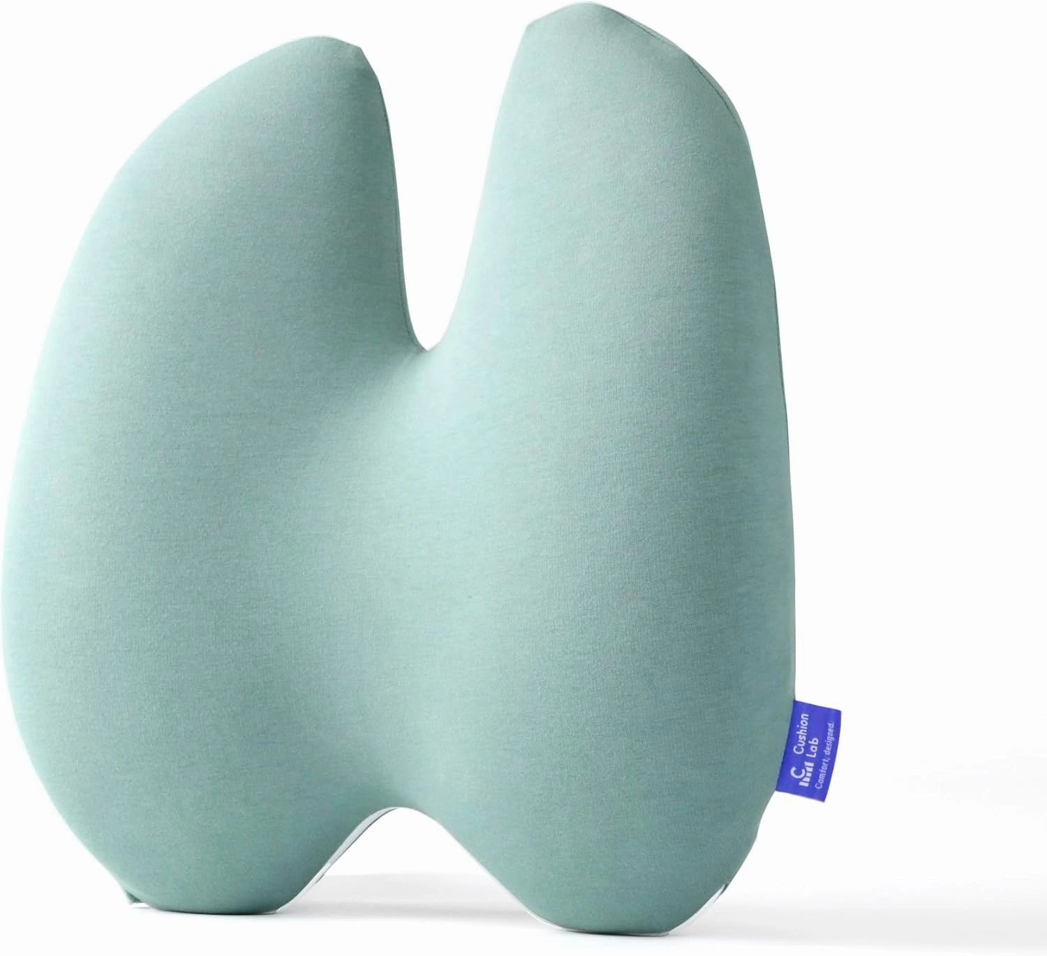 C CUSHION LAB Extra Dense Lumbar Pillow - Patented Ergonomic Multi-Region Firm Back Support for Lower Back Pain Relief - Lumbar Support Cushion with Strap for Office Chair, Car, Sofa - Wellness Green