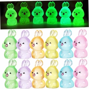 Cabilock 84pcs Glow Dark Miniature Bunny Figurines Resin Decorations for Dollhouses Gardens and Easter Celebrations Tiny Collectibles in Multiple Colors