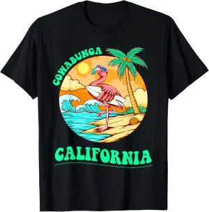 California Girl Surfing Pacific Ocean Sunglasses Surf Board T-Shirt