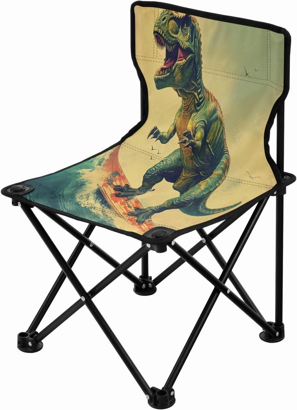 Camping Chair Lightweight Portable Surfing Dinosaur Outdoor Folding Chair Oxford Cloth Beach Chair for Garden Beach Fishing