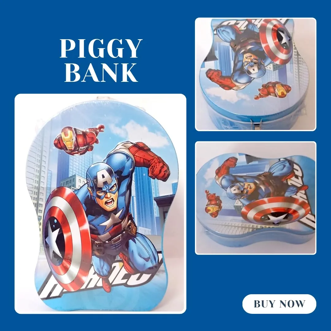 Captain America Metal Money Box With Lock & Key