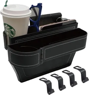 Car Seat Gap Filler Organizer,2 Pack Gap Filler for Car,Seat Gap Storage Box with Cup Holder Expander,Car Organizer Front Seat for Holding Phone, Glasses, Keys, Cards(Black)