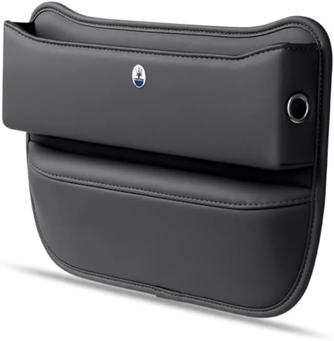 Car Seat Storage Box for Maserati Ghibli Quattroporte Levante GT GC GranSport Coupé MC20 Series Car Seat Gap Organizer Seat Side Bag Reserved Charging Cable Hole Car Accessories,Black