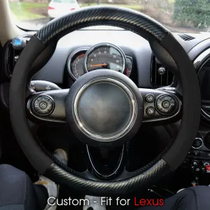Car Steering Wheel Cover, Custom-Fit For Cars, Leather Nonslip 3D Carbon Fiber Texture Sport Style Wheel Cover for Women, Interior Modification for All Car Accessories WAFJ225