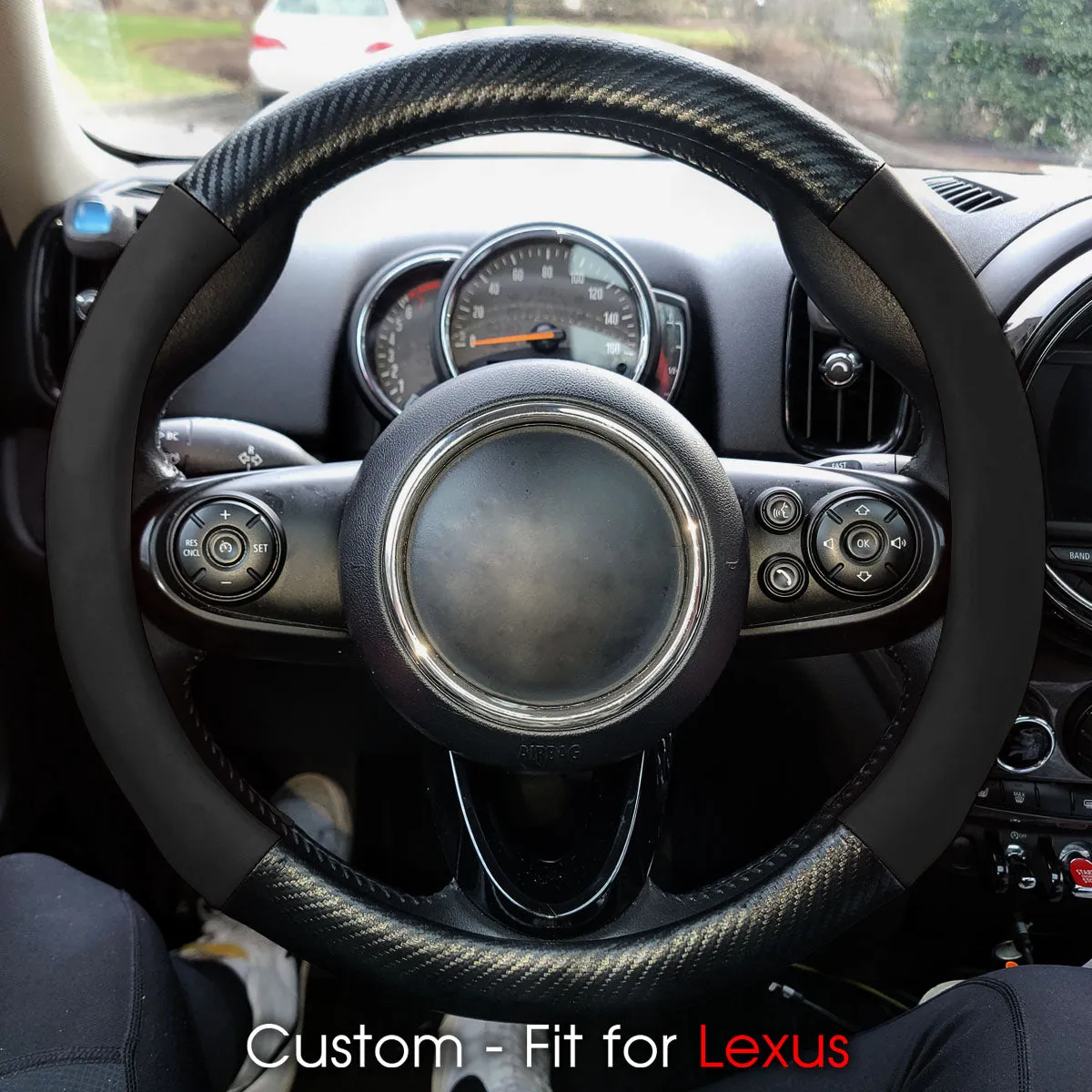 Car Steering Wheel Cover, Custom-Fit For Cars, Leather Nonslip 3D Carbon Fiber Texture Sport Style Wheel Cover for Women, Interior Modification for All Car Accessories WAFJ225