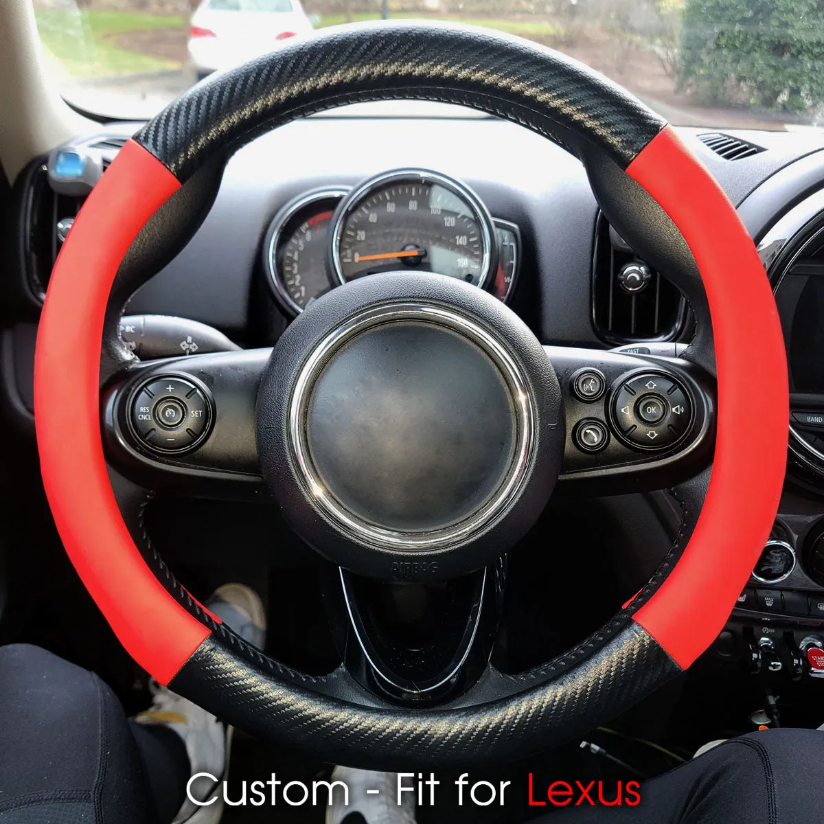 Car Steering Wheel Cover, Custom-Fit For Cars, Leather Nonslip 3D Carbon Fiber Texture Sport Style Wheel Cover for Women, Interior Modification for All Car Accessories WAFJ225
