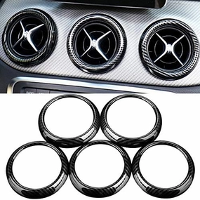 Car Air Conditioning Air Outlet Decoration Trim Ring Sticker for Mercedes Benz C117 X156 W246 CLA GLA Class (Carbon fiber style)