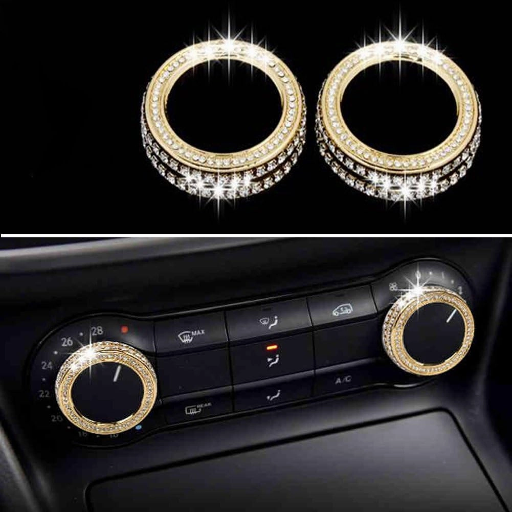 Car Air Conditioning Rotary Knob Buttion Cover for Mercedes Benz A B GLA CLA Class (Gold)
