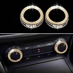 Car Air Conditioning Rotary Knob Buttion Cover for Mercedes Benz A B GLA CLA Class (Gold)