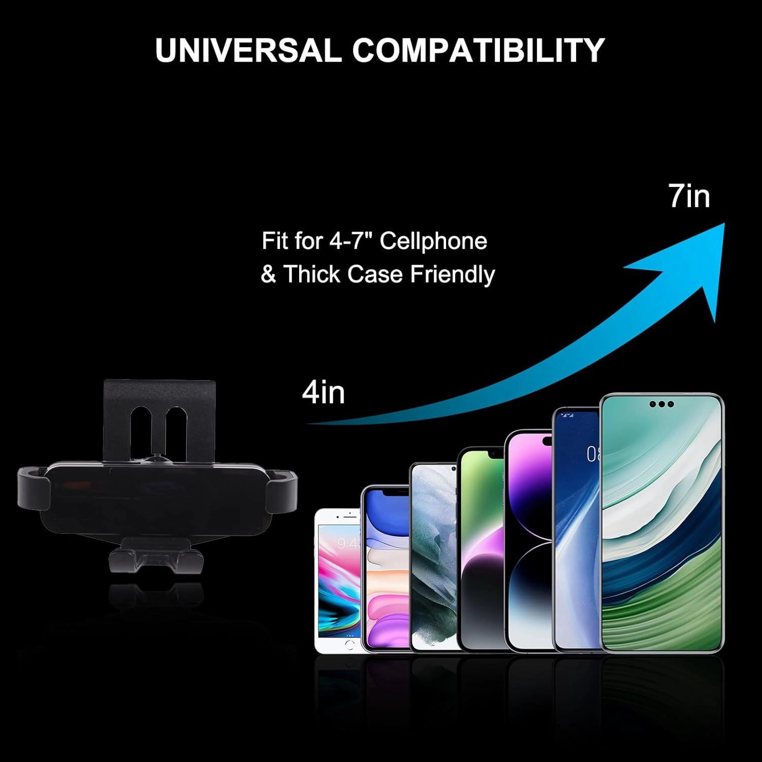 Car Air Vent Cell Phone Holder Compatible with Fiat 500 2010-2015 for Dashboard Air Vent Car Phone Holder Adjustable 360 Rotation Vent Clip Fits for All Smartphones