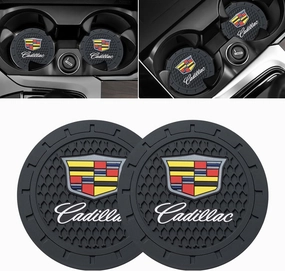 Car Cup Holder Coaster for Cadillac, Recessed Silicone Cup Holder Coaster Interior Accessories 2.75in 2Pieces Black