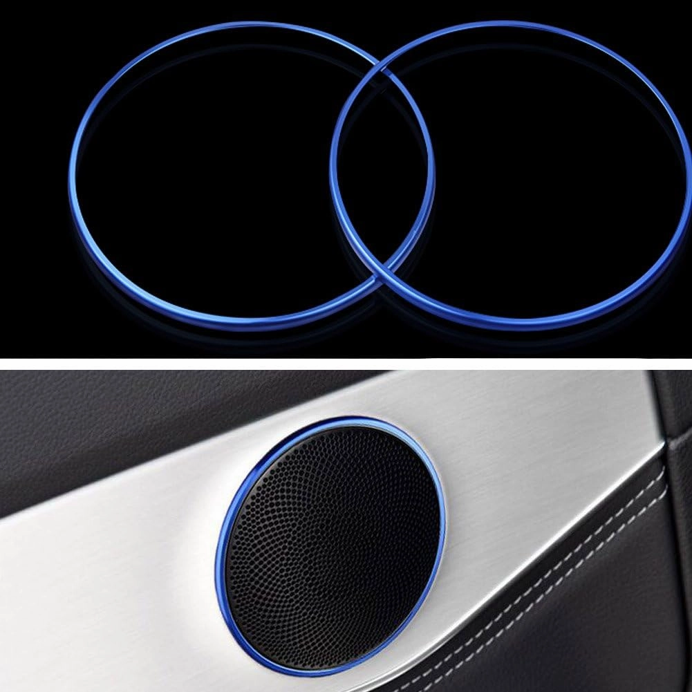 Car Door Speaker Trim Ring Cover Sticker Fit for Mercedes Benz 2015 2016 C class GLC class W205 C160 180 200 260 300 (Blue)