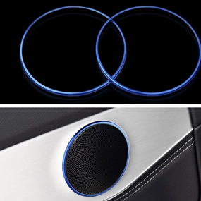 Car Door Speaker Trim Ring Cover Sticker Fit for Mercedes Benz 2015 2016 C class GLC class W205 C160 180 200 260 300 (Blue)