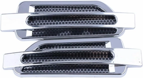 Car Fender Vent Hood, Chrome Silver Car Bonnet Air Intake Flow Grille Bonnet Vent Cover