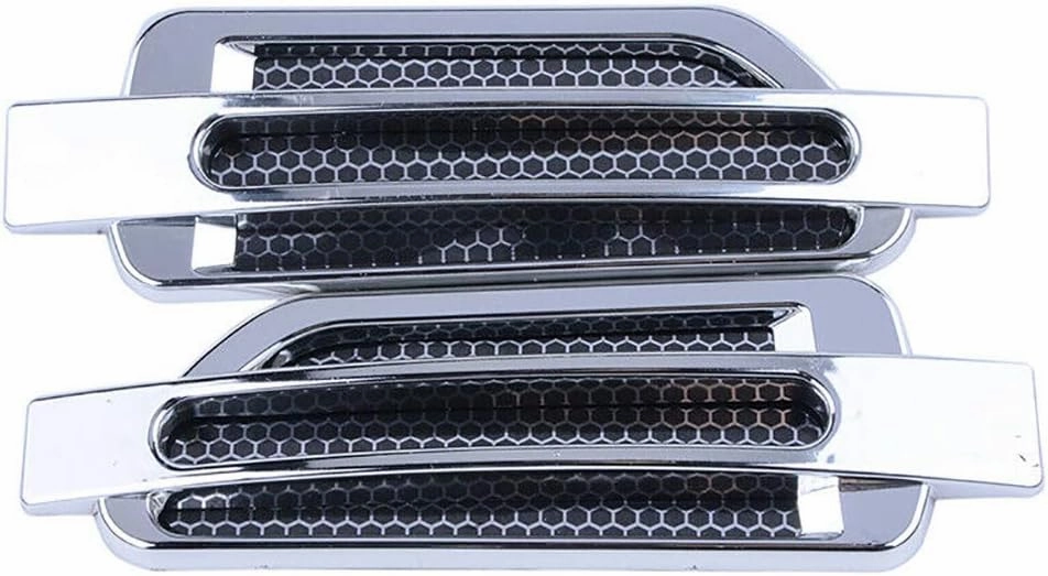 Car Fender Vent Hood, Chrome Silver Car Bonnet Air Intake Flow Grille Bonnet Vent Cover