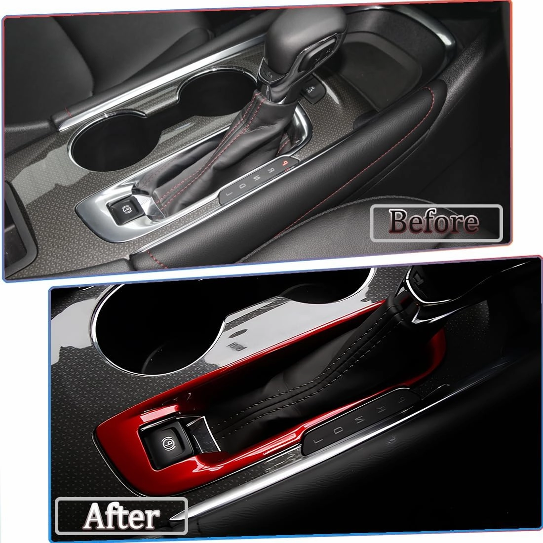 Car Gear Shift Panel Trim, for Chevrolet Malibu 2016 2017 2018 2019 2020 2021 2022 2023 2024 - ABS Wine Red Sport Interior Trim Full Set Accessories