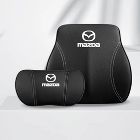 Car Headrest Lumbar Support Cushion for Mazda Biante 2008-2018, Car Lumbar Support Pillow and Car Neck Pillow Kit, Driver Seat Backrest, Seat Covers Accessories,A