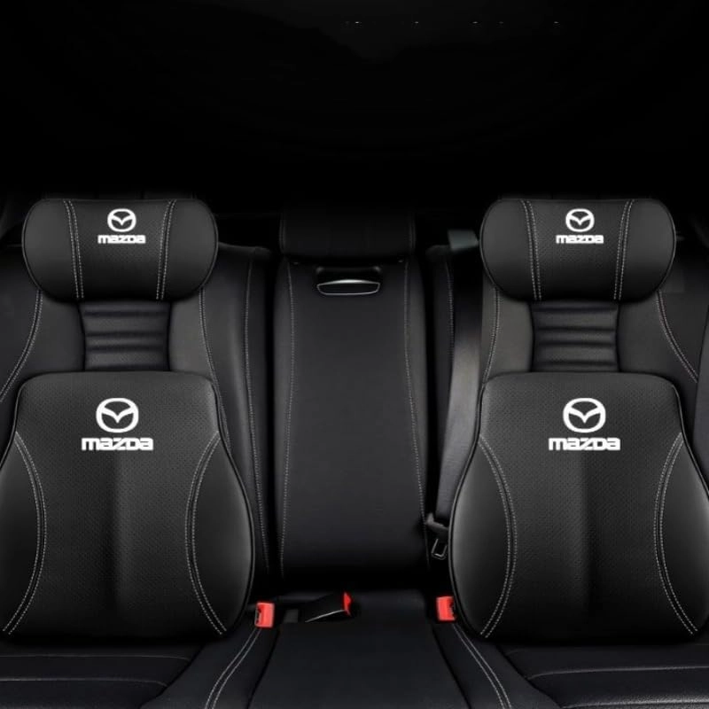 Car Headrest Lumbar Support Cushion for Mazda Biante 2008-2018, Car Lumbar Support Pillow and Car Neck Pillow Kit, Driver Seat Backrest, Seat Covers Accessories,A