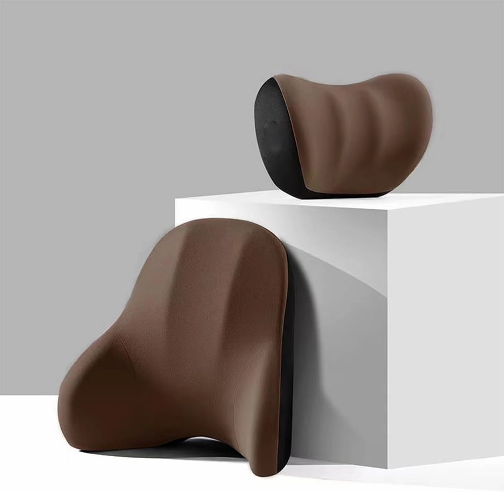 Car Neck Pillow Lumbar Support for suzuki super vitra Firm Comfortable Adjustable Removable Breathable Soft Memory Foam Relieve Body Pain,Brown-C