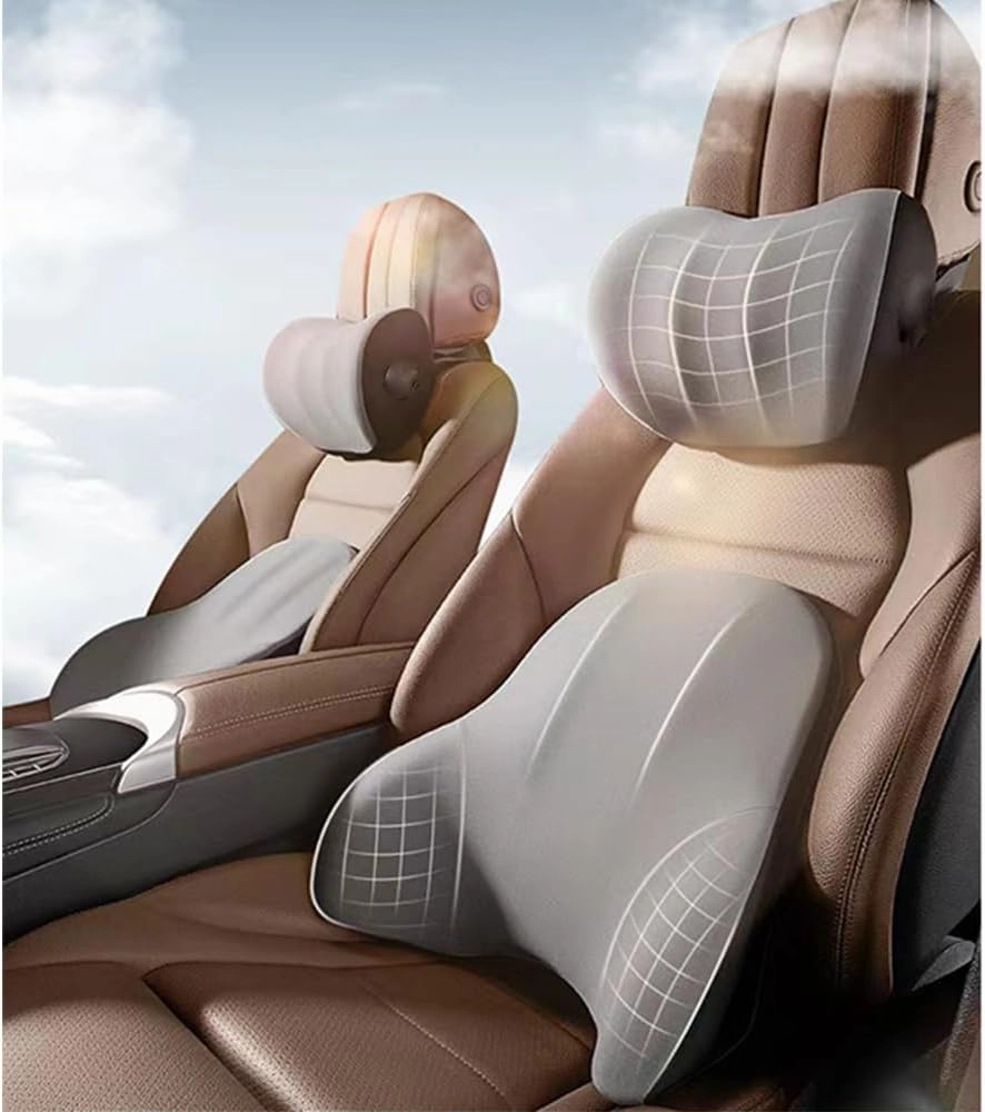 Car Neck Pillow Lumbar Support for suzuki super vitra Firm Comfortable Adjustable Removable Breathable Soft Memory Foam Relieve Body Pain,Brown-C
