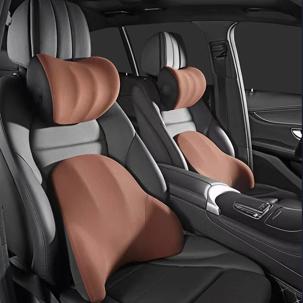 Car Neck Pillow Lumbar Support for suzuki super vitra Firm Comfortable Adjustable Removable Breathable Soft Memory Foam Relieve Body Pain,Brown-C