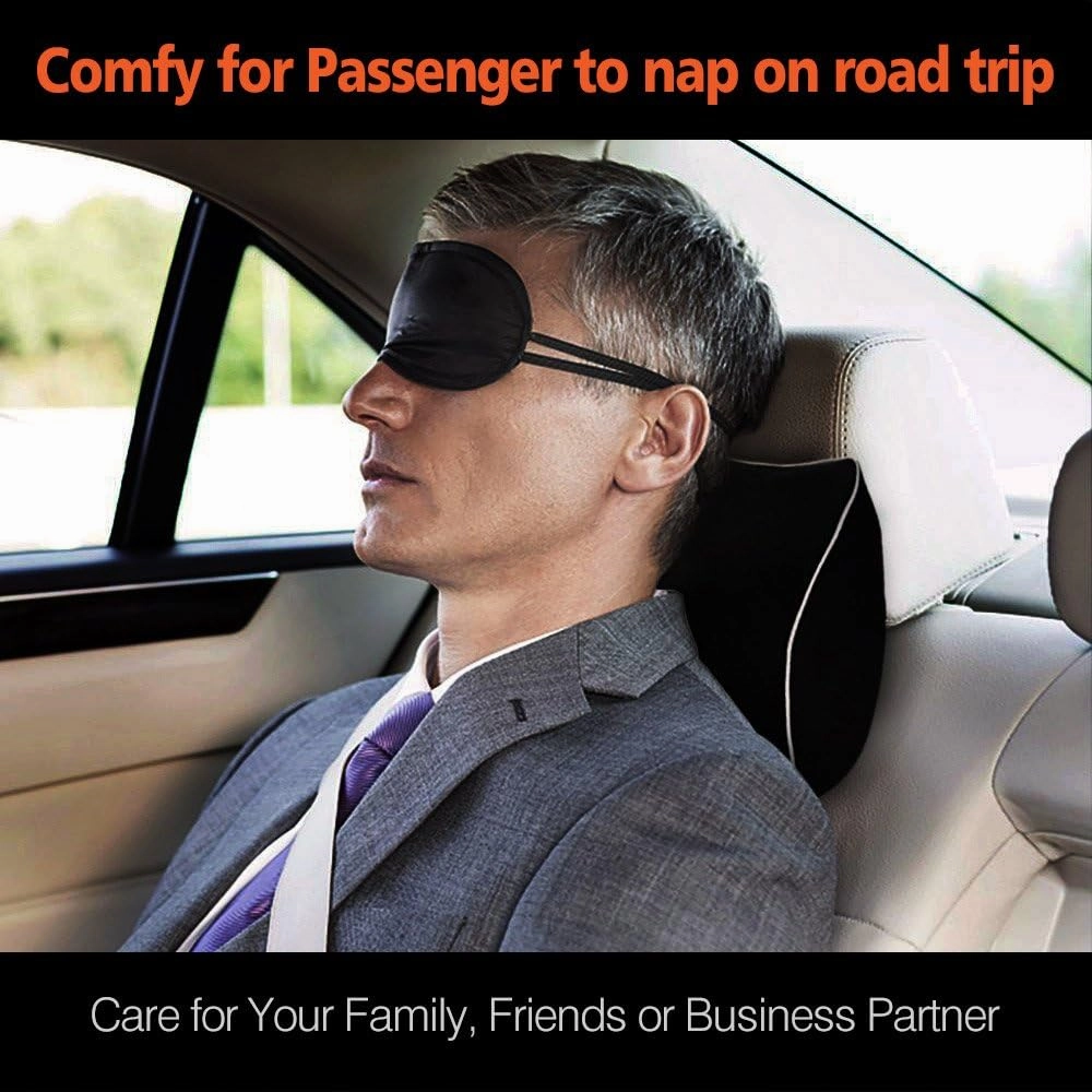 Car Neck Support Pillow for Driving, Car Seat Headrest Pillow with Soft Memory Foam (Red)