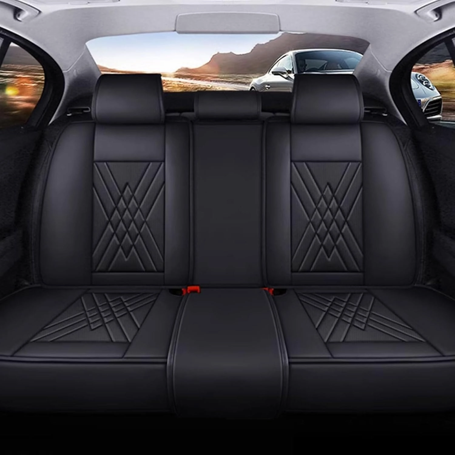 Car Seat Covers Full Set for Nissan Qashqai J11 Visia/Acenta/N-Connecta/N-Vision/Tekna 2013-2023, Leather Seat Covers,Leather Seat Covers Full Set,5 Seats Automotive Vehicle(B)