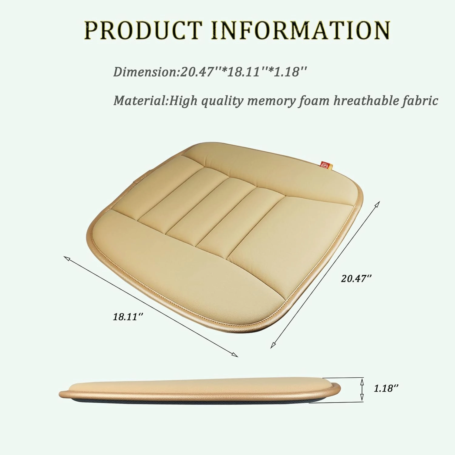 Car Seat Cushion Pad for Driving Seat Cushions for Office Chairs/Truck Memory Foam Seat Cushion Comfortable and Durable,Khaki